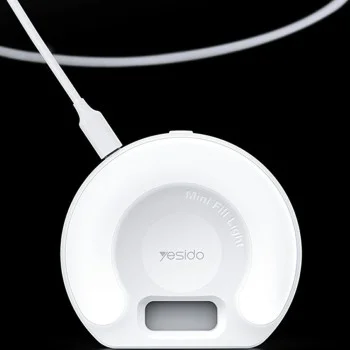 LED селфи лампа с щипка за телефон (DH13) - Yesido - 400mAh, 6.8W, 3 режима на светлина - Бяло