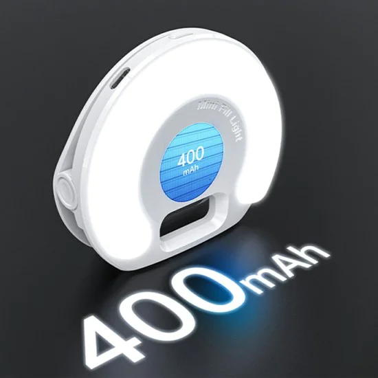 LED селфи лампа с щипка за телефон (DH13) - Yesido - 400mAh, 6.8W, 3 режима на светлина - Бяло