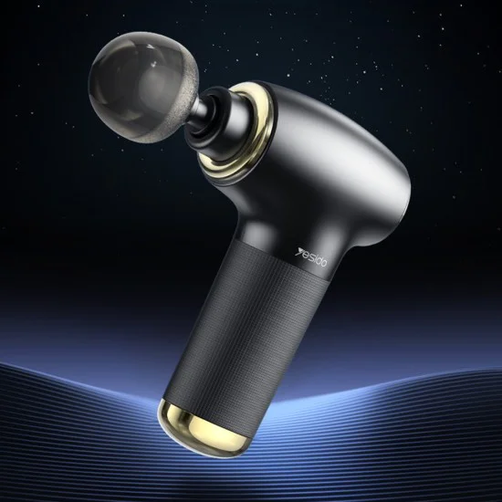 Мини преносим масажен пистолет (MG02) - Yesido - Type-C, 4 нива на скорост, 3200RPM, 1500mAh - Черно