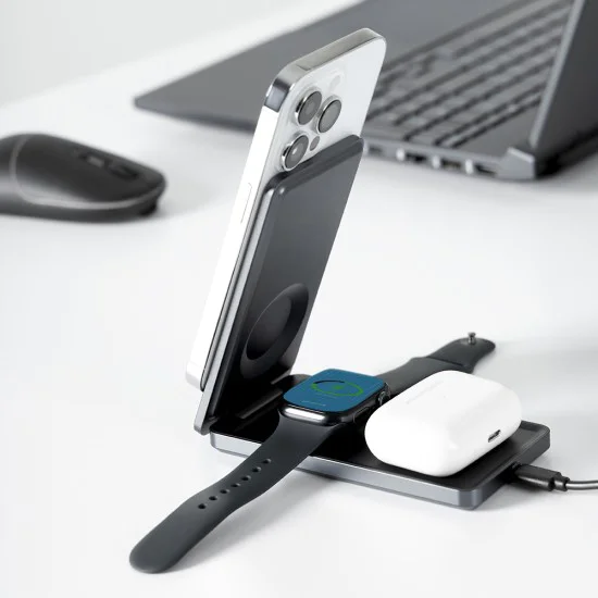 Безжична зарядна станция Proove Metal Edge (WSME15010003) - MagSafe, Сгъваема, 15W - Сива