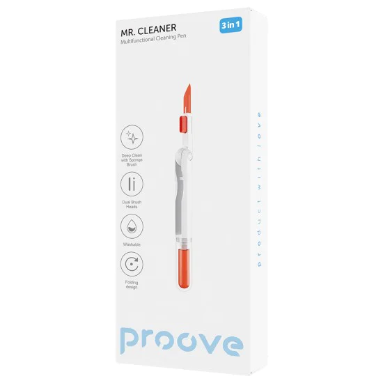 Комплект за почистване 3в1 Proove Mr. Cleaner (MCP00000302) - за лаптоп, телефон - Бял