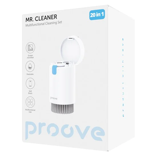Комплект за почистване 20в1 Proove Mr. Cleaner (MCS00002002) - за лаптоп, телефон - Бял