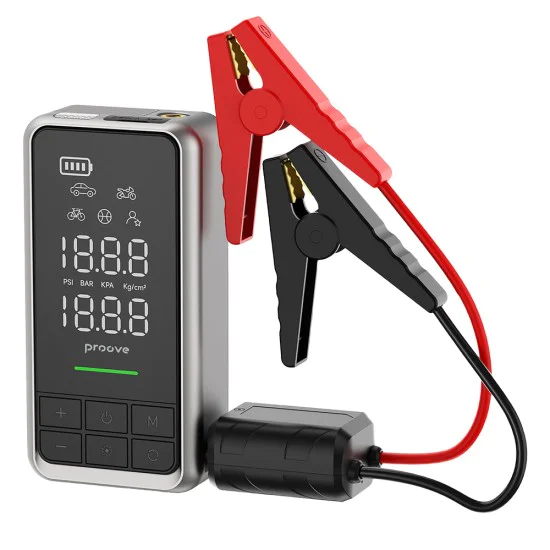 Външна батерия и джъмп стартер Proove (JSAP10400203) - с помпа за гуми, 10400mAh, 1000A - Сива