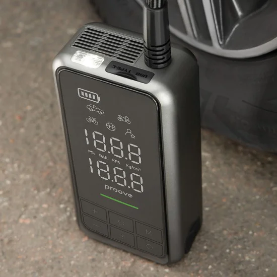 Външна батерия и джъмп стартер Proove (JSAP10400203) - с помпа за гуми, 10400mAh, 1000A - Сива