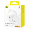 Зарядно устройство Type-C, бързо зареждане, GaN, 30W + кабел Type-C, 100W, 1m - Baseus (P1011090902213-00) - Moon White