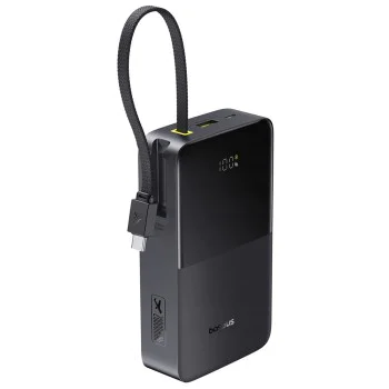 Външна батерия EnerFill Bipow2 Pro (E0027701) - Baseus - вграден USB-C кабел, 20000mAh, 22.5W, дисплей - Космическо черно