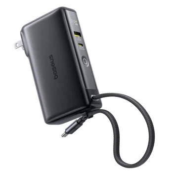 Външна батерия Nomos NT11 Omni (P10078807123-00) - Baseus - с USB-C кабел, 10000mAh, 67W, дисплей - Космическо черно