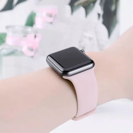 Силиконова каишка за Apple Watch (38/40/41/42mm) - Techsuit Watchband (W031) - Светлорозова