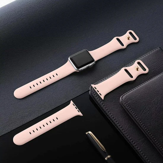 Силиконова каишка за Apple Watch (38/40/41/42mm) - Techsuit Watchband (W031) - Светлорозова
