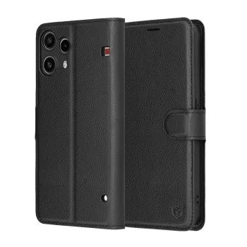 Калъф тип тефтер за Nothing Phone (3a) Lite - Techsuit Leather Folio - Черен