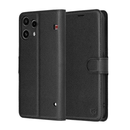 Калъф тип тефтер за Nothing Phone (3a) Lite - Techsuit Leather Folio - Черен