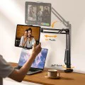 Настолна стойка (YL0223060007) за телефон и таблет до 12.9 - Lisen - за ръба на масата, сгъваема, 360° - Черно
