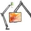 Настолна стойка (YL0223060007) за телефон и таблет до 12.9" - Lisen - за ръба на масата, сгъваема, 360° - Черно