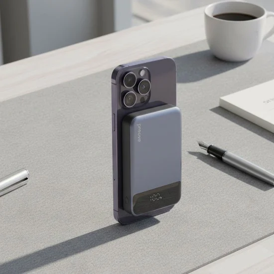 Външна батерия Proove Hoodman (PBH120010003) - Магнитна, Qi, 20W, 10000mAh - Сива
