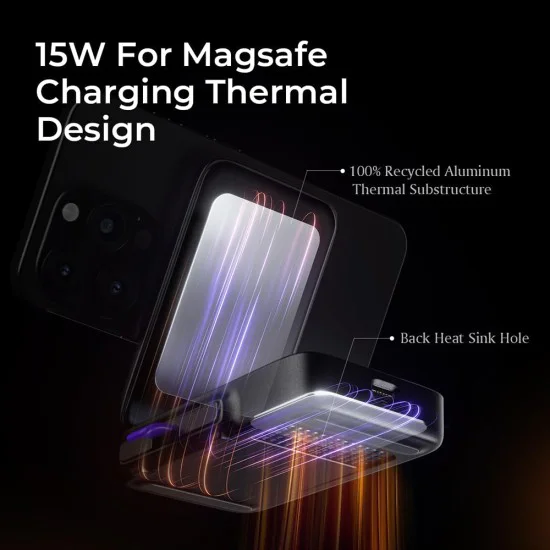 Безжично зарядно W106 (YL0424120009) 3в1 - Lisen - MagSafe, Qi2, сгъваема станция за iPhone/Apple Watch/AirPods, 15W - Сиво