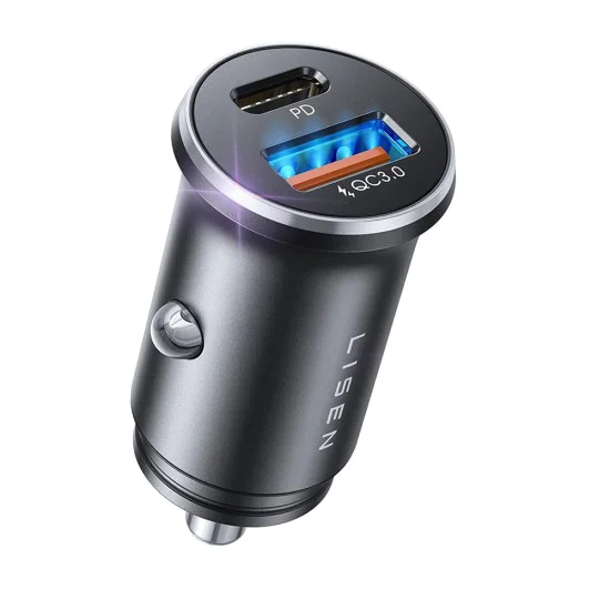 Зарядно за кола (YL0223090002) - Lisen - бързо зареждане, USB, Type-C, PD36W, QC18W - Черно