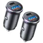 Зарядно за кола (YL0223080038) (2 броя) - Lisen - бързо зареждане, PD36W, QC18W, адаптер за запалка - Черно