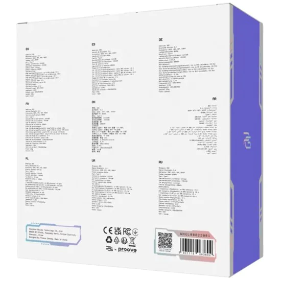 Геймърски слушалки Proove Glimmer (WHGL00022016) - с микрофон, BT/2.4GHz, RGB - Черно/Лилаво