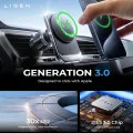 Стойка за кола с безжично зареждане (YL0223070009) - Lisen - MagSafe, за вентилация, бързо освобождаване, 15W - Черно