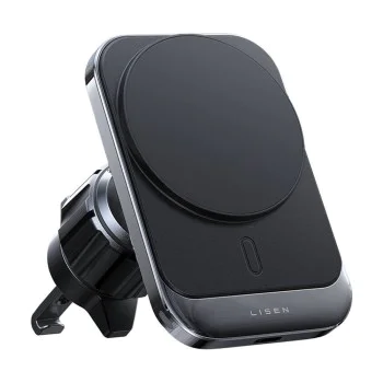 Стойка за кола с безжично зареждане (YL0223070009) - Lisen - MagSafe, за вентилация, бързо освобождаване, 15W - Черно