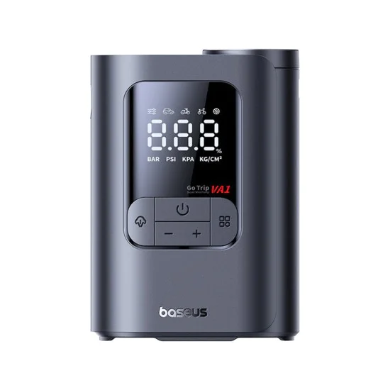 Компресор за кола GoTrip VA1 Super Mini (C0119701) - Baseus - с дисплей, фенерче, 22 цилиндъра - Космическо черно