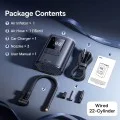 Компресор за кола GoTrip VA1 Super Mini (C0119701) - Baseus - с дисплей, фенерче, 22 цилиндъра - Космическо черно