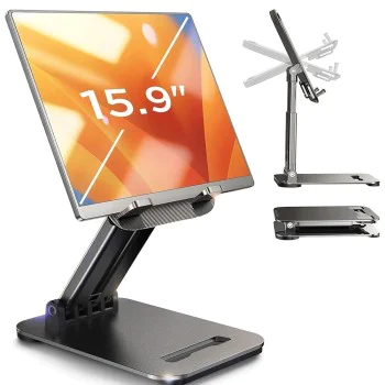 Настолна стойка (YL0424080007) за таблети до 15.9'' - Lisen - регулируема, стабилна, желязна основа - Черно