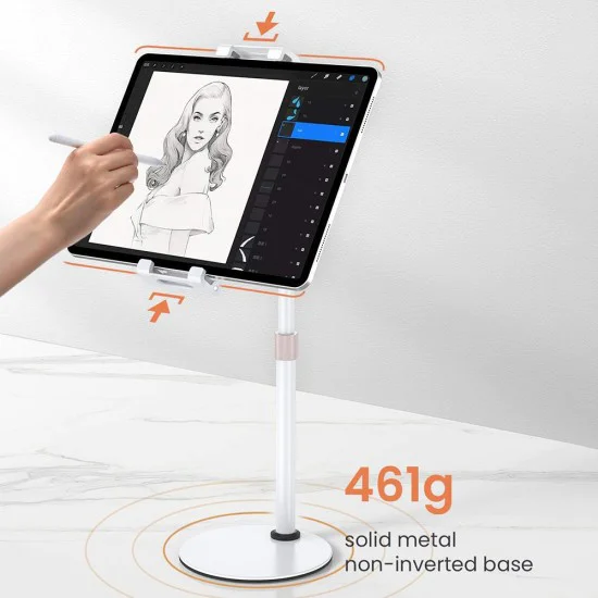 Настолна стойка (YL0420050002) за iPad и телефони (4.7-13) - Lisen - регулируема алуминиева стойка - Черно