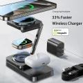 Зарядна станция 3в1 (YL0424010003) за телефон, AirPods и Apple Watch - Lisen - със зарядно за стена, 15W, сгъваема - Черно