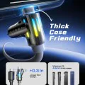 Кабел за данни (YL0124110002) - Lisen - 4в1 универсален кабел, USB/Type-C към Type-C/Lightning, RGB, 240W, 2м - Сив