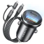 Зарядно за кола (YL0223080035) - Lisen - USB, Type-C, с 3в1 Type-C/Lightning към Type-C кабел, 12V/24V - Черно