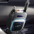 Зарядно за кола (YL0224080017) - Lisen - 4в1, USB, Type-C, с 2х прибиращи се кабели, LED дисплей, 96W, 12V/24V - Черно