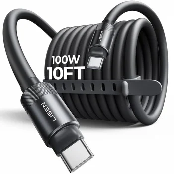 Кабел за данни L115 (YL0125040001) - Lisen - Type-C към Type-C, 100W, 480Mbps, силиконов, 3м - Черно