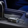 Зарядно за кола (YL0223110003) - Lisen - с Type-C оплетен кабел, USB, USB-C, PD65W, QC3.0, алуминиева сплав - Сребрист