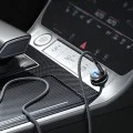 Зарядно за кола (YL0223110003) - Lisen - с Type-C оплетен кабел, USB, USB-C, PD65W, QC3.0, алуминиева сплав - Сребрист