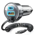 Зарядно за кола (YL0223120020) - Lisen - с Type-C кабел, USB, Type-C, бързо зареждане, 90W, 12V/24V - Черно