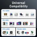 Зарядно за кола (YL0224010001) - Lisen - с Type-C кабел, USB-A, Type-C, 170W, GaN, алуминиева сплав, 12V/24V, 1м - Черно