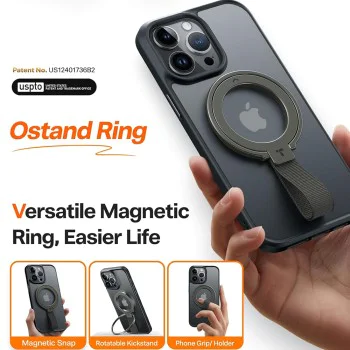 Torras - Ostand Magnetic Ring - Въртяща се на 360° стойка, държач за телефон/ръкохватка, лесно закрепване - тъмносин