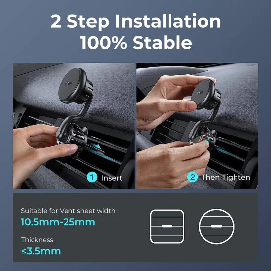 Стойка за кола (YL0222060002) за вентилация - Lisen - MagSafe, многоъгълна настройка, N52 магнити - Черно
