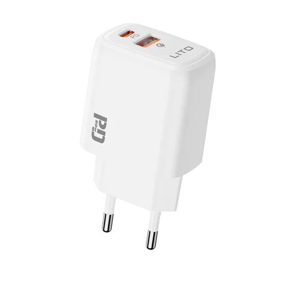 Зарядно устройство Lito (LC28) - Type-C, USB, PD20W, огнеупорен PC - Бяло