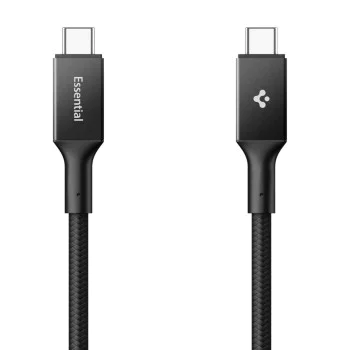 Кабел за данни Spigen Essential EB10015CC (ACA10421) - Type-C, 100W, 5Gbps, E-Marker, 1.5м - Черен