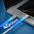 Кабел за данни Spigen Essential EB24015CC (ACA10422) - Type-C, 240W, 40Gbps, 8K, 1.5м - Бял