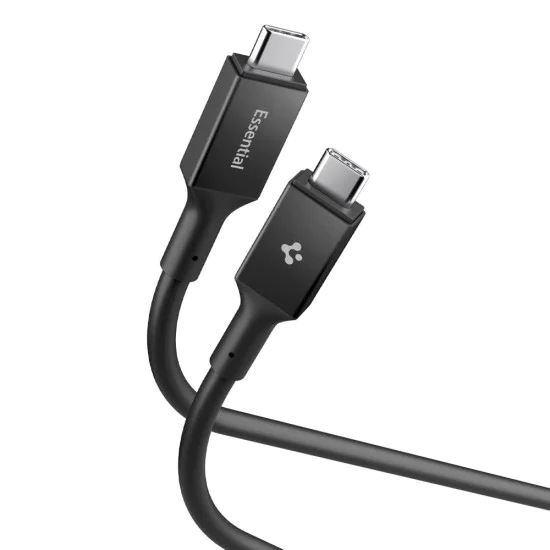 Кабел за данни Spigen Essential EB24015CC (ACA10423) - Type-C, 240W, 40Gbps, 8K, 1.5м - Черен