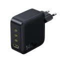 Зарядно устройство Baseus EnerFill FH11 (E0121J00) - 3x USB-C, 1x USB-A, 140W, GaN технология - Черно