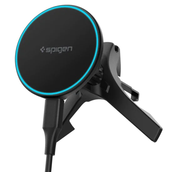 Стойка за кола с безжично зареждане Spigen Essential EV15MAQ (ACP10513) - MagSafe, Qi2, 15W - Черна