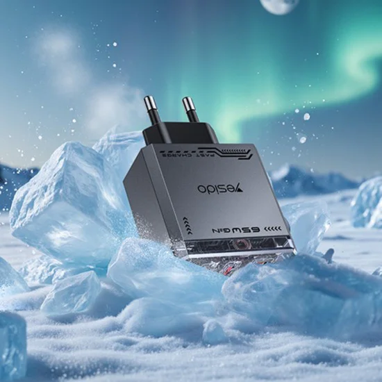 Зарядно устройство за стена Yesido YC101 - USB, 2x Type-C, GaN, Fast Charging, 65W, 5V/3A, CE, FCC, ROHS, VO - Черно