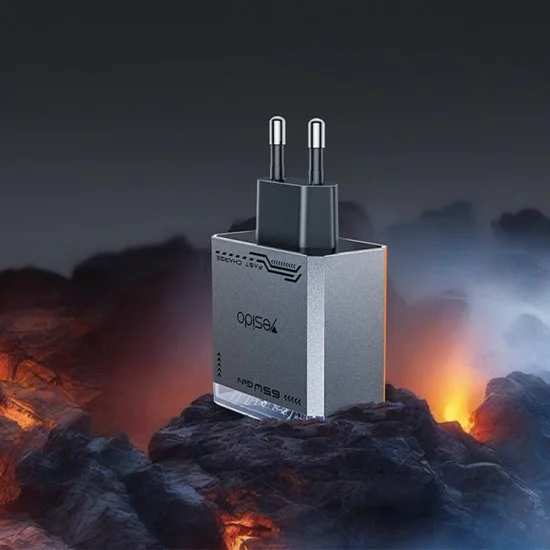 Зарядно устройство за стена Yesido YC101 - USB, 2x Type-C, GaN, Fast Charging, 65W, 5V/3A, CE, FCC, ROHS, VO - Черно