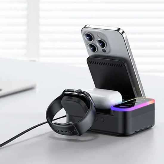 Стойка за безжично зареждане Yesido DS38 - 8in1, MagSafe, Fast Charging, за iPhone, Apple Watch, Earbuds, 65W - Черна