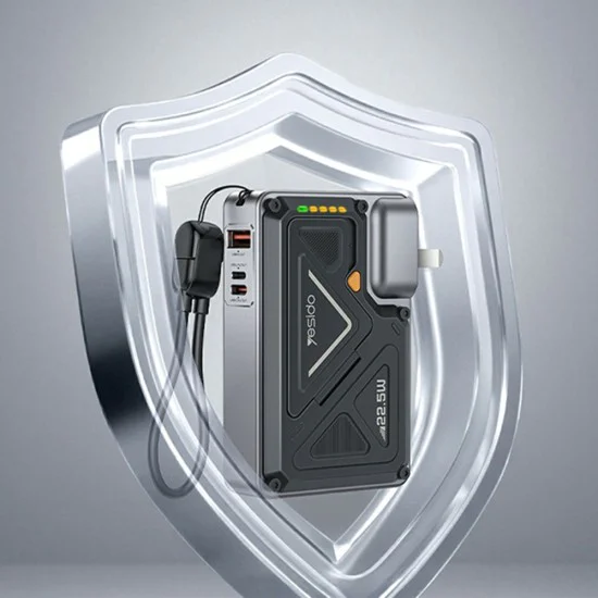 Външна батерия Yesido YP89 - Magnetic, Fast Charge, USB, Lightning, Type-C, Built-in Stand, LED Lights, 10000mAh, 22.5W - Сива