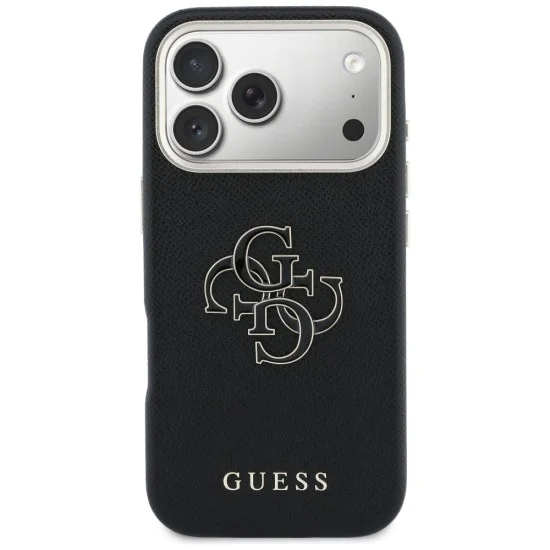 Калъф за iPhone 17 Pro - Guess Hardcase Resin Logo - Черен